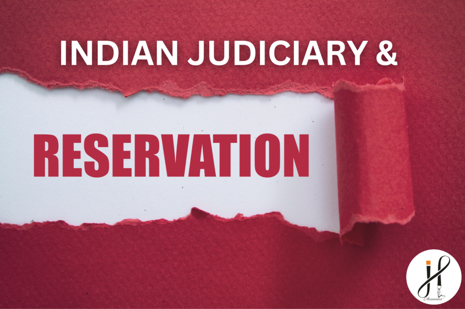 Indian Judiciary and Reservation - Torn Paper Design with Red and White Contrast