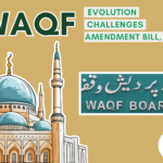 Illustration of Waqf properties in India with historical background and modern reforms.