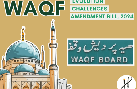 Illustration of Waqf properties in India with historical background and modern reforms.