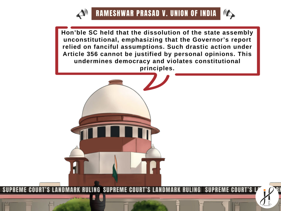 Supreme Court of India hearing the Rameshwar Prasad Vs. Union of India case on Bihar Assembly dissolution and President's Rule